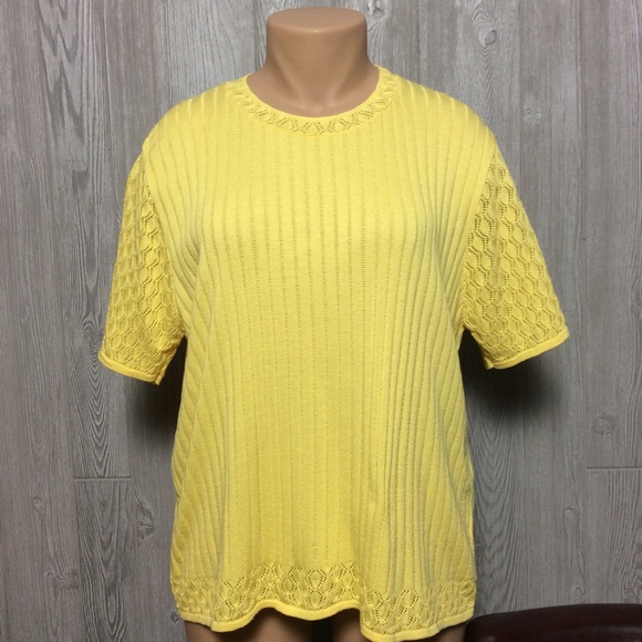 Alfred Dunner Sweaters - Yellow Knit Comfy PLUS SIZE 2X